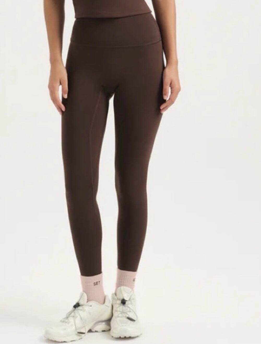 Set Active Chocolate Brown Active Athletic High Rise Luxform Leggings Small